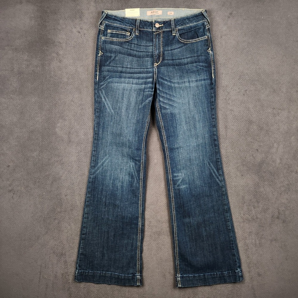 Ariat Jeans Womens 32R Blue High Rise Slim Trouser Ella Wide Leg Fit 33x33 NEW